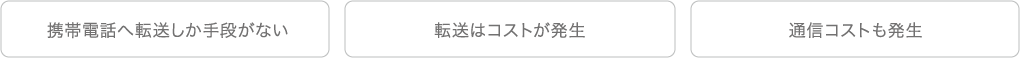 携帯電話へ転送しか手段がない 転送はコストが発生 通信コストも発生