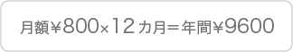 月額￥800x12ヶ月=年間￥9600