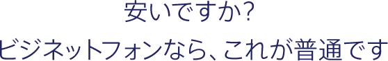 安いですか？ビジネットフォンなら、これが普通です